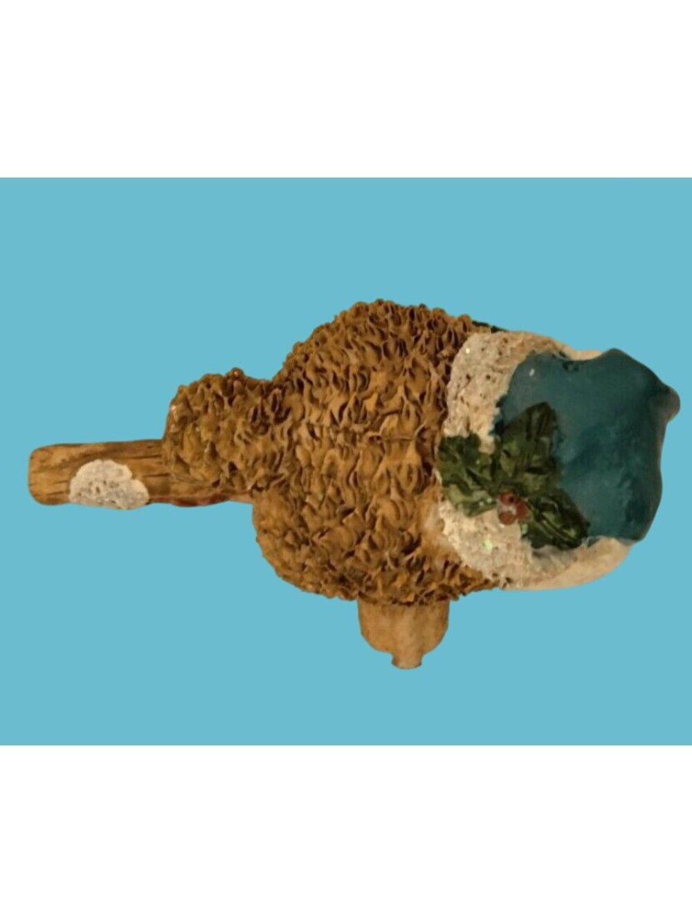 Christmas Bear Figurine Holding Joy Sign Blue Coat Hat Resin Holiday Decor - Picture 6 of 7